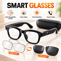 Lunettes Intelligentes IA avec Caméra 800W, Enregistrement Photo et Vidéo, Traduction IA, Assistant Vocal, Transfert WiFi, Étui de Recharge 3600mAh