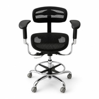 Chaise de bureau ergonomique en maille avec accoudoirs réglables, hauteur réglable par vérin, base en aluminium, chaise de dessin avec repose-pieds pour bureau et laboratoire