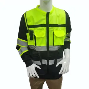 Fabricación Multi-Bolsillo Clip reflectante Traffic Duty Fluorescente Motocicleta Utilidad al aire libre Seguridad Reflector Chaleco Chaqueta