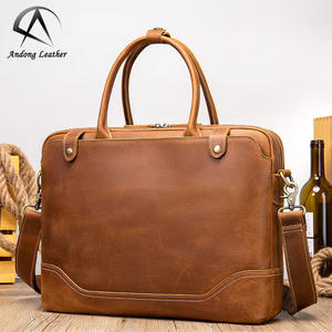 Maletín de Cuero Genuino Crazy Horse de Andong para Hombre, Maletín de Cuero de Grano Completo Multifuncional para Hombre, Bolsos de Hombro para Portátil de 14 Pulgadas - Product Image 1