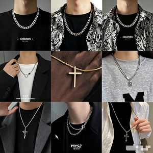 Nuevo Collar de <span class=keywords><strong>Cadena</strong></span> Hip Hop Creativo y Moderno para Hombre, Venta Caliente, Conjunto de Joyería Simple, Collares con Colgante de Moda, Venta al Por Mayor - Product Image 2