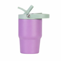 Gobelet isotherme pour enfants 14 oz, tasse à double paroi sous vide, paille pliable, poignée portable pour l'école, les activités de plein air et les voyages des enfants