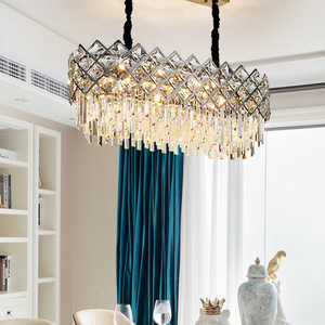 Lustre en cristal doré, luminaire suspendu E26 LED 3500K blanc chaud, hauteur réglable, intensité variable, Ra90 CRI, garantie 5 ans, salon - Product Image 5