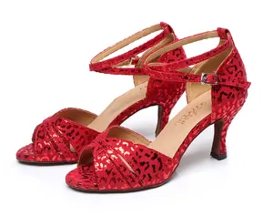 Latin dans yumuşak alt dans ayakkabıları kadın Latin orta düşük topuk kırmızı beyaz dans ayakkabıları