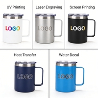 Mug Kopi dengan Gagang dan Tutup, Logo Custom, 11/22oz, Stainless Steel 304, Vakum Terisolasi, Tumbler Bir Terisolasi