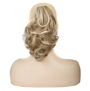 Venta al por mayor paquete de pelo femenino Cola de Caballo corta pera flor rollo de fibra química alta Cola de Caballo Clip-en la extensión del cabello