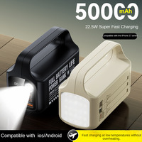 Station d'alimentation portable 22,5 W avec charge rapide Type-C/Micro USB, 3 câbles intégrés, lampe de camping LED, design portable
