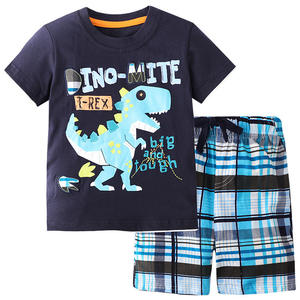 Ensembles de vêtements pour enfants, ensembles de t-shirts à manches courtes et shorts en coton à imprimé cartoon pour garçons, été - Product Image 2