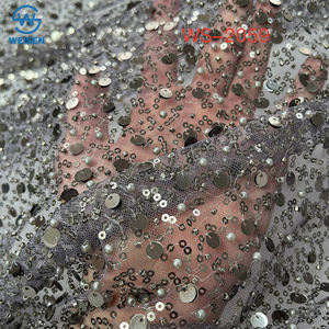 Oem Sang Trọng 2024 Phi Rượu Vang Vải Ren Màu Đỏ Với Lớn Lớn Vàng Sequin Vải Váy Phi Ren Thêu Vải - Product Image 1