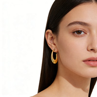 Boucles d'oreilles creuses en acier inoxydable électroplaqué style INS euro-américain, dorées en titane, pour femmes