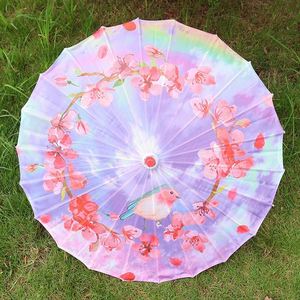Parapluie décoratif DIY 1 pièce en tissu de soie pour femme, motif fleurs de cerisier japonaises, danse ancienne, parapluie chinois en papier huilé - Product Image 2
