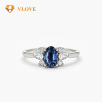 Bague de fiançailles VLOVE ovale saphir et diamants de laboratoire poire et ronds en or jaune massif 14 carats pour femme, bijoux fins pour mariage et anniversaire