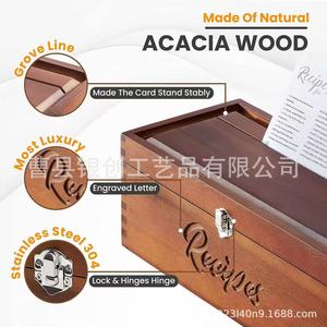 Wooden Recipe <b>Box</b> With Dividers And Cards For <b>Kitchen</b> <b>Storage</b> And Organization - Product Image 3