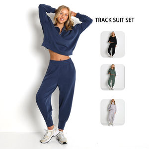 महिलाओं के 2-पीस स्वेटसूट सूट ने लंबी आस्तीन आधा ज़िप पल्लोवर बैगी स्वीटपैंट और एथलेटिक पहनने के साथ - Product Image 2