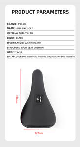 Sella per <span class=keywords><strong>Bici</strong></span> BMX BS08 in PU, Stile Sottile, Peso Leggero 225g, Nera, per Freestyle, Street, Dirt Jump, Sedile per Bicicletta BMX - Product Image 3