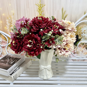 Bouquet de pivoines artificielles Queyiyi en soie, réaliste, pour mariage et décoration intérieure, arrangement de pivoines à 7 tiges - Product Image 3