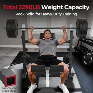 <span class=keywords><strong>Banc</strong></span> de <span class=keywords><strong>musculation</strong></span> réglable Besster avec rack de développé couché, extension et flexion des jambes pour entraînement à domicile (2 options de taille) - Product Image 2