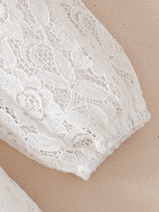 Vestito <span class=keywords><strong>da</strong></span> <span class=keywords><strong>Cerimonia</strong></span> per Neonata con Grande Colletto, Abito Principessa Casual in Pizzo a Maniche Lunghe con Fodera in Cotone per Bambine - Product Image 3