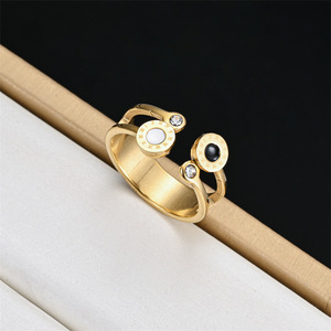 Anello Impermeabile in Acciaio Inossidabile Placcato Oro 18K <span class=keywords><strong>con</strong></span> Motivo a Cuore e Zirconi, Regalo per Fidanzamento, Matrimonio, Festa, Anelli per Coppie - Product Image 6