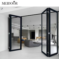Portes patio pliantes en verre double couche en aluminium Meidoor Meidoor, grandes portes intérieures insonorisées