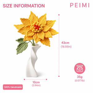 Fleur artificielle élégante et romantique en coton tricoté 100 % fait main, à tige unique, au crochet, en promotion, pour la fête des Mères - Product Image 2