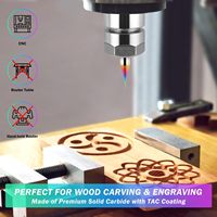 Fraise à spirale pour défonceuse CNC, diamètre de coupe 1/32 pouce, queue de 1/4 pouce, en acier au tungstène revêtu AlTiN, 1 dent, fraises de finition
