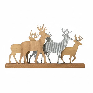 Premium 4 Madera 1 Metal Rein Deer Mango Base de madera para decoración navideña Decoración artística Tamaños colgantes 18 L X 3 W X 10 H Cm - Product Image 1