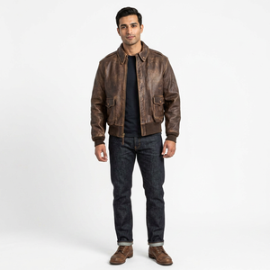 Reasonable Rate Vintage Style <b>Leather</b> <b>jacket</b> for <b>men</b> breathable anti wrinkle comfortable <b>men's</b> <b>Leather</b> <b>jacket</b> for <b>men</b> - Product Image 1