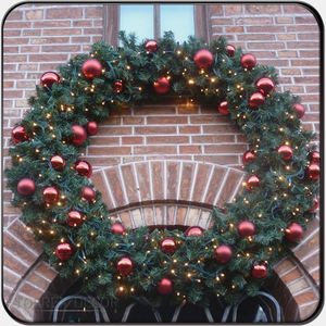 Décorations de portes d'extérieur Fabricant de couronnes de pin artificiel en gros avec lumières LED - Product Image 2
