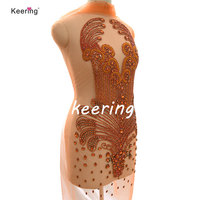 WDP-245 Keering 2024 Sexy robe de bal Bling Bling décoré or Appliques à la main strass Applique pour robe de mariée