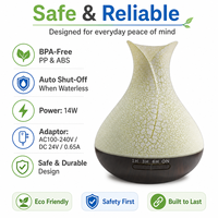 Diffuseur d'arômes et humidificateur évaporatif 500 ml en verre craquelé, sans BPA, LED 7 couleurs, minuterie 1/3/6H, arrêt automatique, AC100-240V, pour hôtel