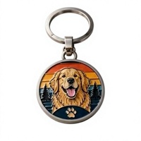 Médaille ronde personnalisée Golden Retriever en alliage de zinc émaillé, pendentif chien, porte-clés, surface lisse, logo gravé sur mesure, cadeau souvenir