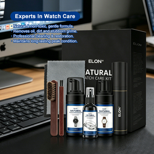 Kit de Limpieza para Relojes ELON, Solución de Cuidado para <span class=keywords><strong>Cristales</strong></span> y Cuero de Lujo, 2 Cepillos, Paño de Pulido de Microfibra, 80ml+100ml+100ml, Logotipo Personalizado - Product Image 2