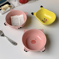 Mignonne Petite Assiette en Céramique à Motif Dessin Animé, Plat à Snacks Ménager, Assiette à Os, pour Sauces, Soja et Assaisonnement