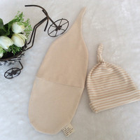 Gorros originales para bebés recién nacidos y niñas pequeñas, gorros de punto de algodón a rayas con lazo de bola suave y cálido para otoño e invierno, diseño personalizado para bebés