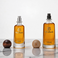Flacon de parfum rond de luxe 100 ml 50 ml avec boîte, bouchon en bois, logo personnalisé, emballage de parfum unique, OEM ODM