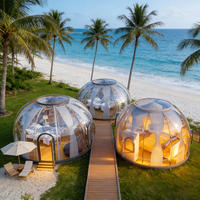 Dôme de camping en polycarbonate pour observation des étoiles, dôme géodésique, maison bulle 360 °   Tente bulle en verre transparent