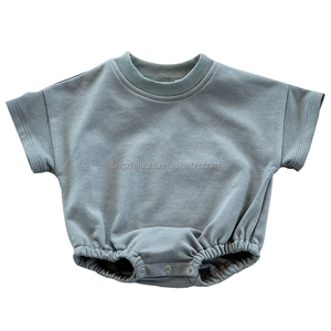 Fashion musim panas balita bayi baru lahir kaus sublimasi polos Romper gelembung lengan pendek kain katun Romper anak perempuan - Product Image 3