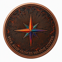 Pièces de monnaie en cuivre 5 oz, haute relief, .999 Cuivre pur, impression UV colorée, Tête de cheval, Crinière ondulante, Nébuleuse, Pièce de monnaie de collection