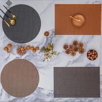 Napperon de table antidérapant en PVC gaufré réutilisable, effet cuir, avec coussinet en vinyle grainé pour usage domestique - Vente en gros