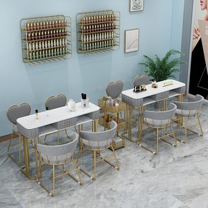 Juego de mesa y silla de uñas de mármol de lujo con MESA DE MANICURA de Arte de uñas de almacenamiento para tiendas de celebridades de Internet - Product Image 1