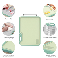 Planche à découper en acier inoxydable, anti-moisissure, planche de cuisine en plastique double face avec aiguiseur de couteaux