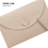 Enveloppe en papier personnalisée avec fermeture à languette en forme de cœur, texture texturée, pour invitation, cadeau, lettre, vente en gros, usine OEM