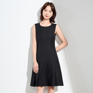 Women's Black Two Piece Suit Set Midi Skirt Three Quarter Sleeve Office Lady Spring Polyester Worsted Blazer Dress - Product Image 4