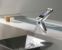 Robinet intelligent pour lavabo, standard hôtelier 5 étoiles, moderne, à poser sur comptoir, chromé, avec affichage numérique
