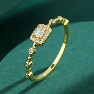 NEW 925 Sterling Silver Elegant And Luxurious 18k Gold Rings Diamond Zircon Wedding Engagement Jewelry For Women