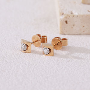 ต่างหูเม็ดเดี่ยวชุบทอง18K ประดับโรสโกลด์สง่างามงานตามสั่งเครื่องประดับสำหรับผู้หญิงงานหมั้นงานแต่งงานของเด็ก - Product Image 4