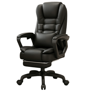 <strong>Leather</strong> Computer Office <strong>Chair</strong> Ergonomic <strong>Swivel</strong> Lifting <strong>Chair</strong> with Wooden Frame and Sliding Rail Handrail - Product Image 1