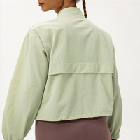 Veste coupe-vent décontractée pour femme, idéale pour le yoga, la course et le fitness, avec fermeture éclair et col montant