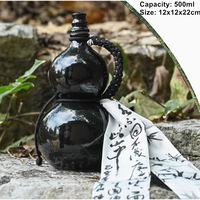 Botol Labu Cina Kuno Retro Keramik 500ml dengan Dekorasi Tali Gantungan